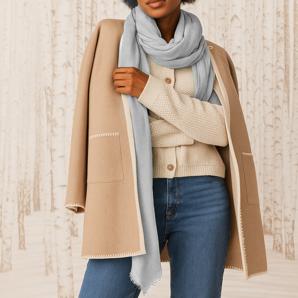 Cashmere Whisper Featherweight Scarf - Silver