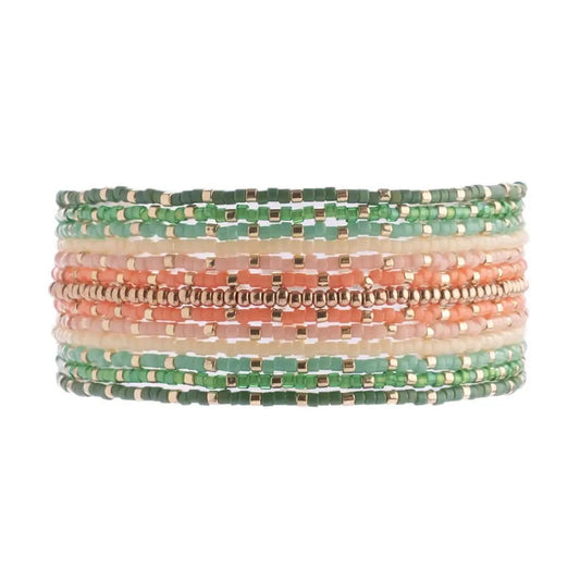Beaded Handwoven Chudi Multistrand Bracelet - Green