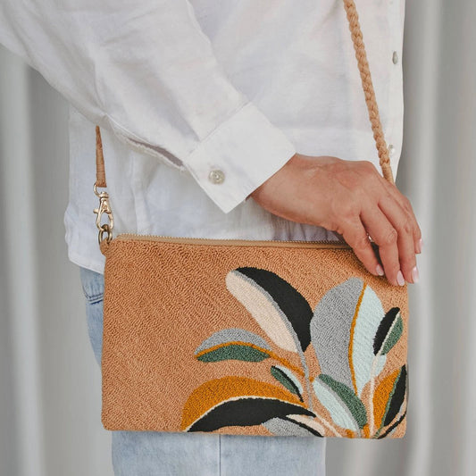 Woven Convertible Crossbody Aluna Clutch Bag - Botanica