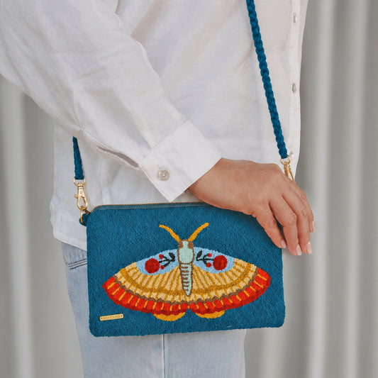Woven Convertible Crossbody Aluna Clutch Bag - Moth