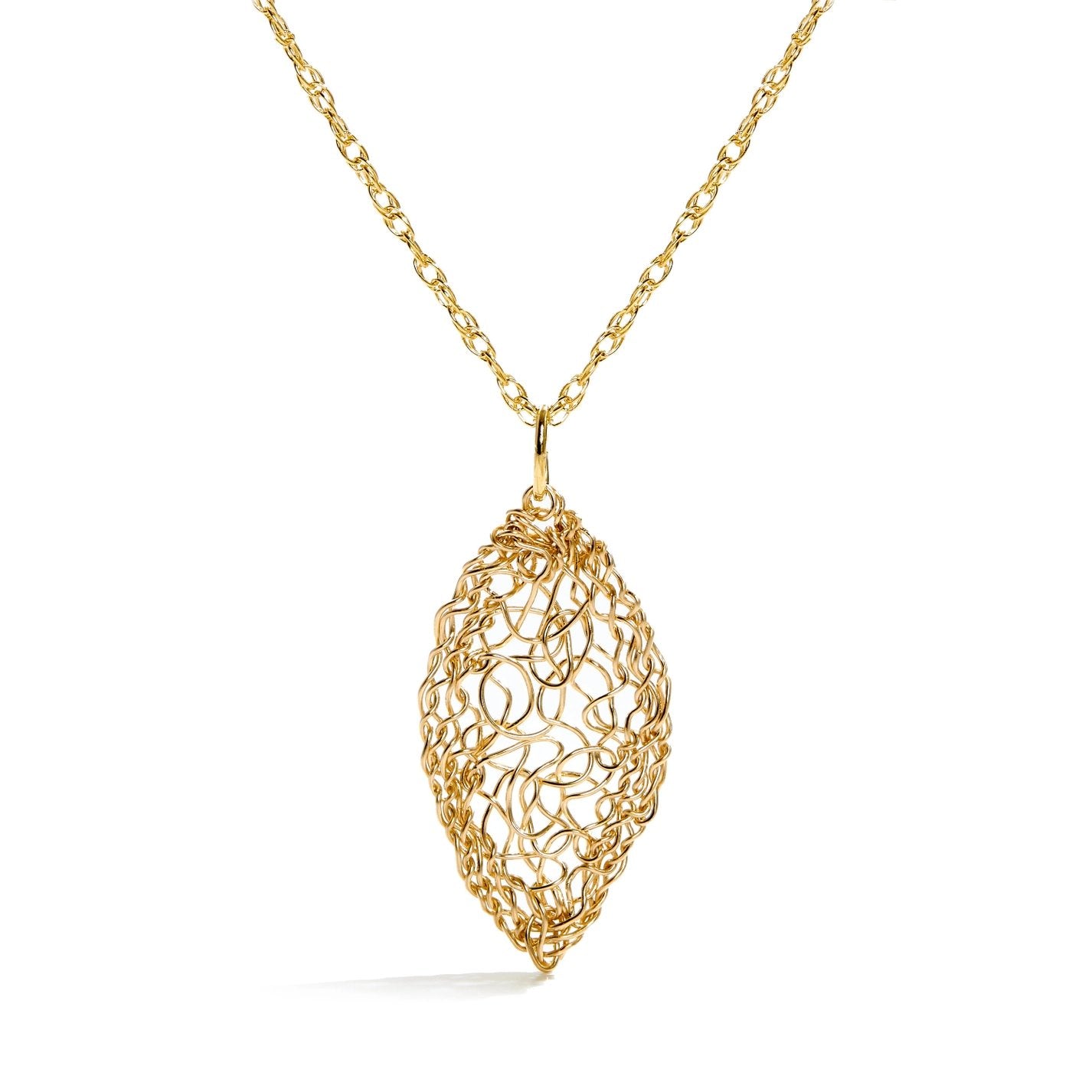 14k Gold-Filled Wire Leaf Pendant Necklace