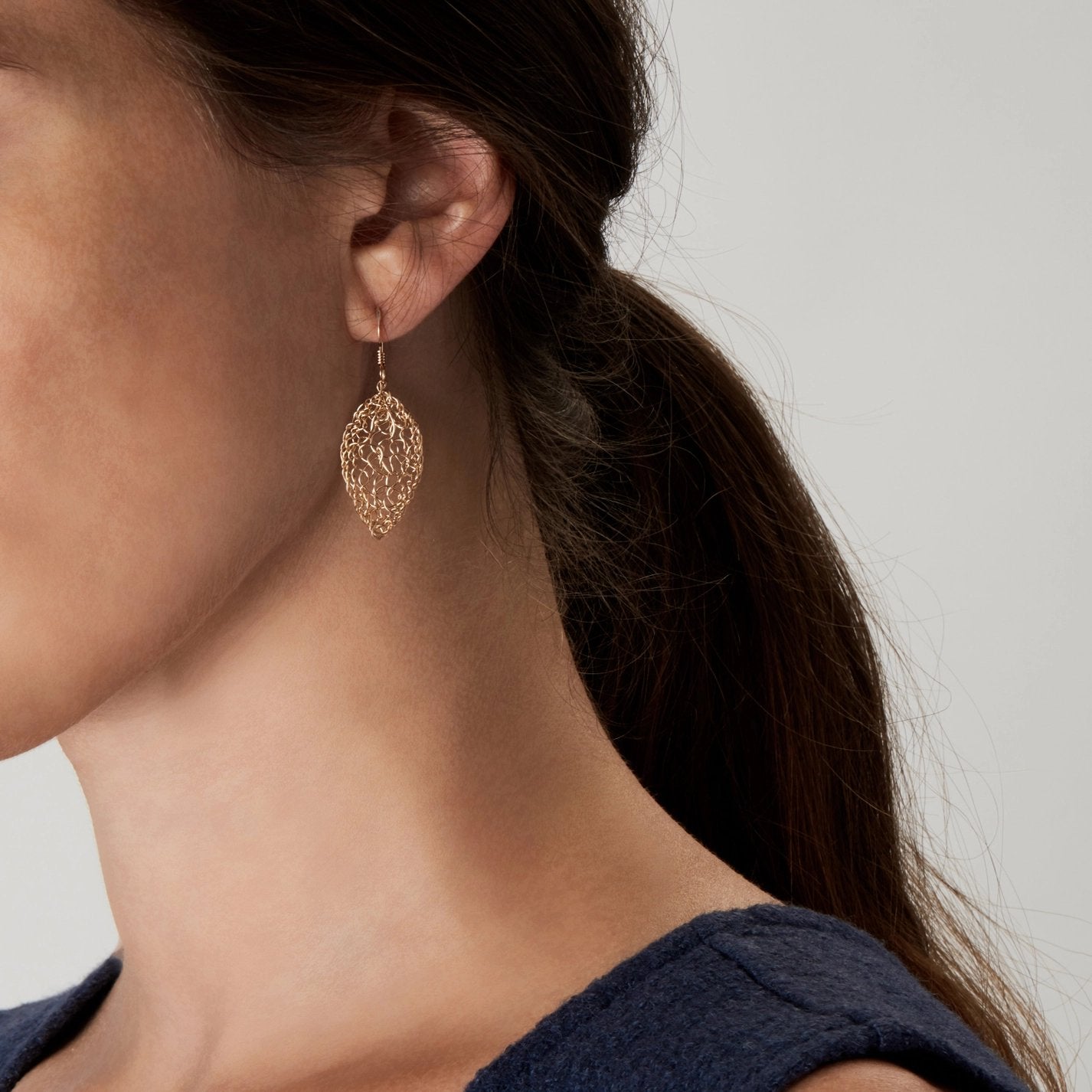 14k Gold-Filled Wire Small Leaf Dangle Earrings