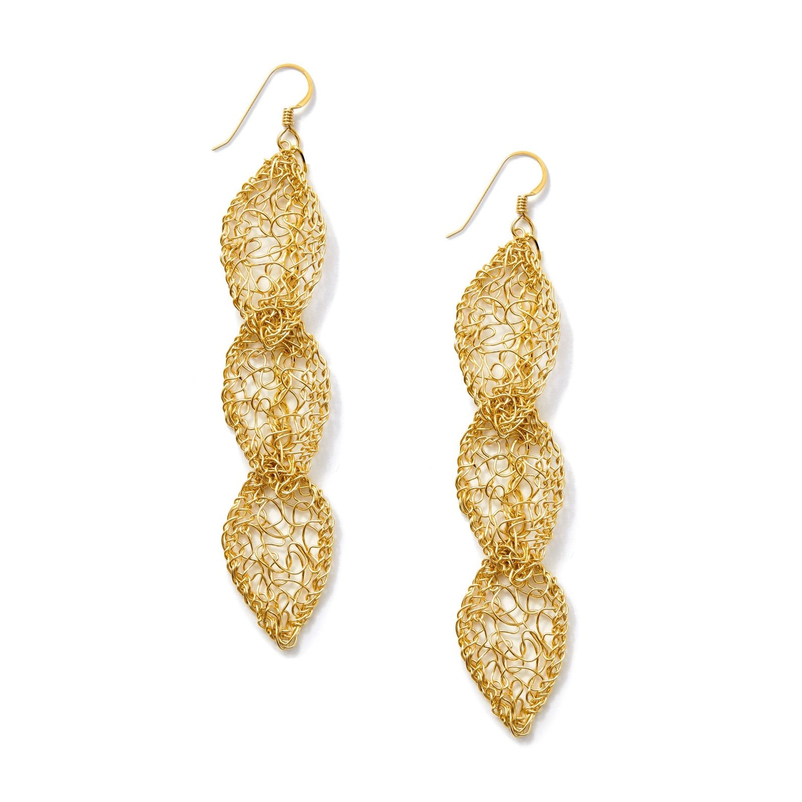 14k Gold-Filled Wire Long Leaf Drop Earrings