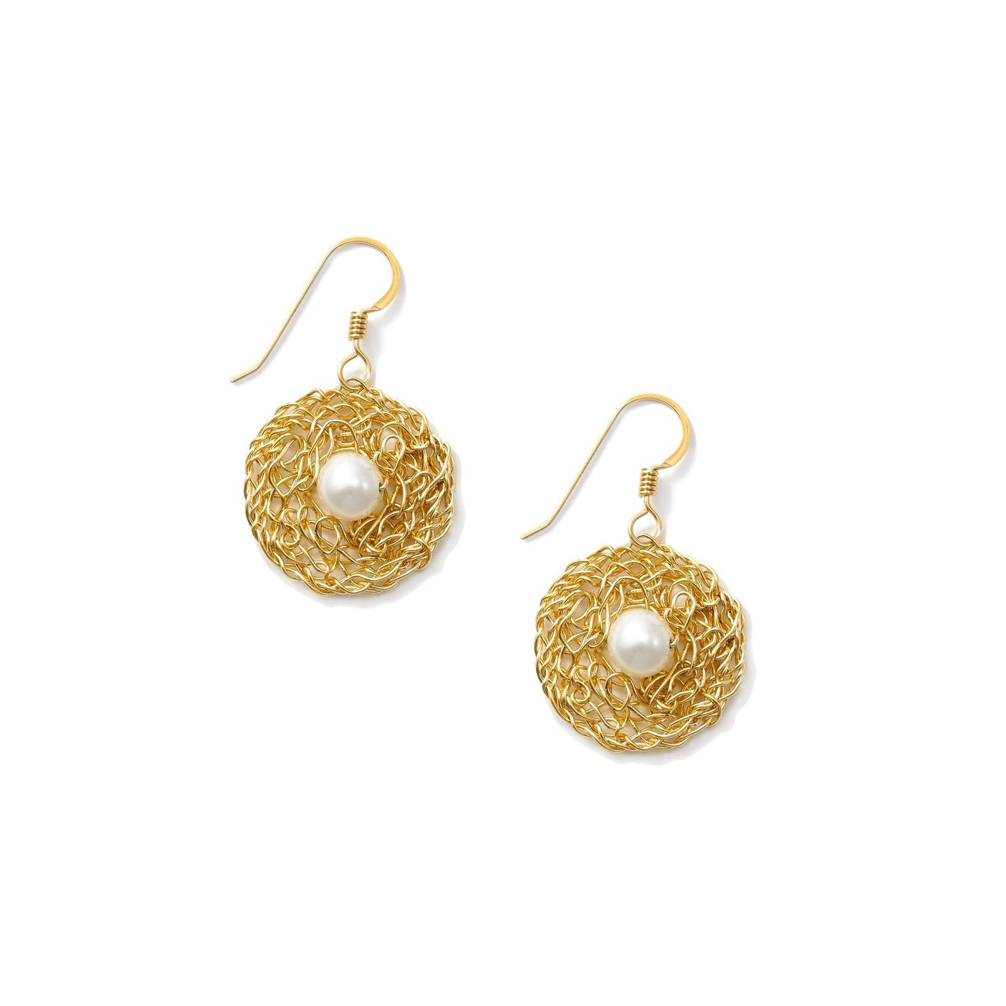 14k Gold-Filled Wire + Freshwater Pearl Circle Earrings