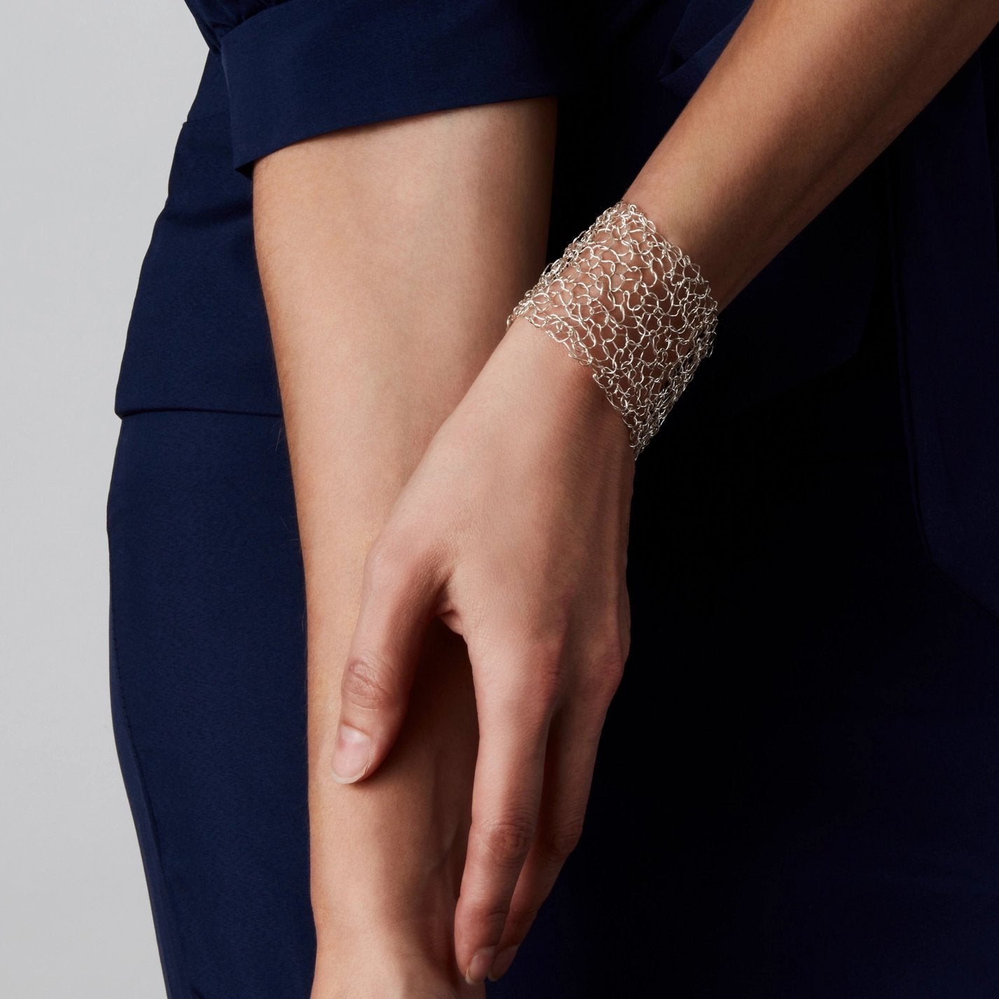 Sterling Silver Wire Statement Bangle Bracelet