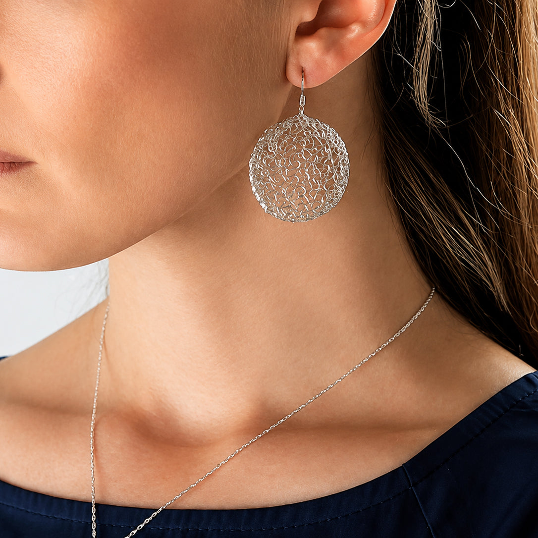 Sterling Silver Wire Large Circle Earrings