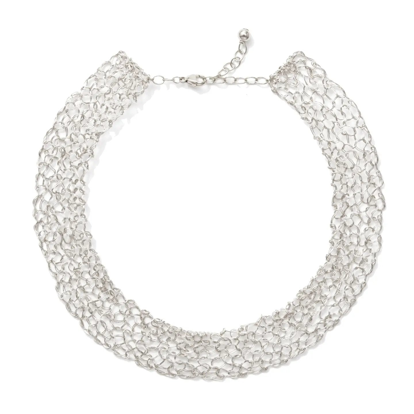 Sterling Silver Wire Statement Bib Necklace