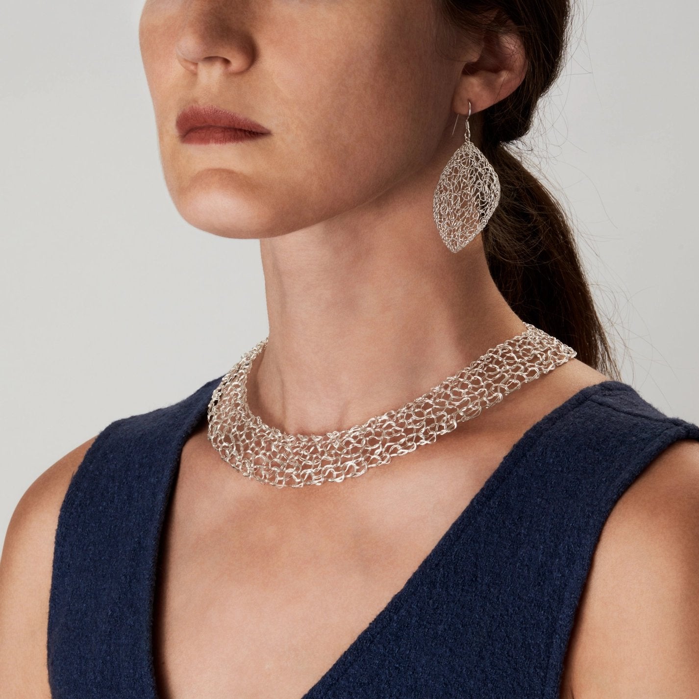 Sterling Silver Wire Statement Bib Necklace