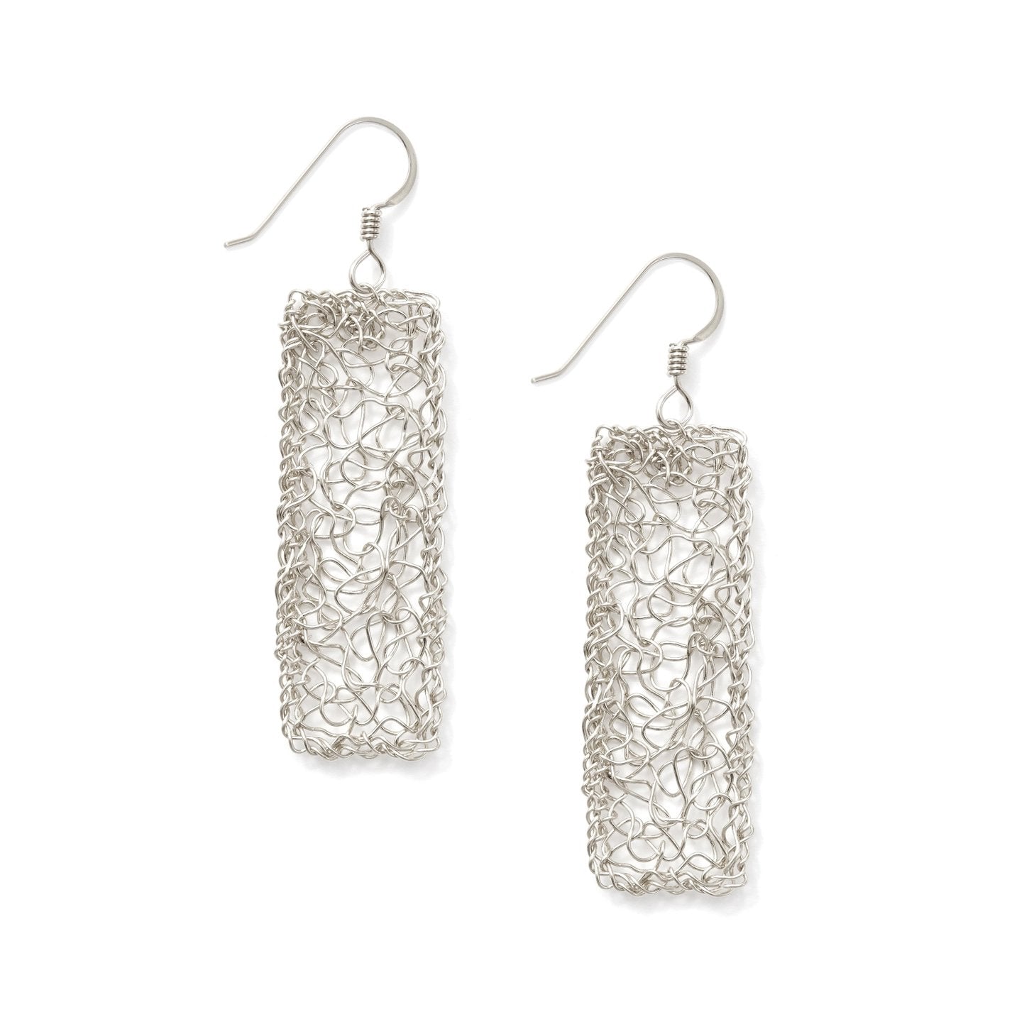 Sterling Silver Wire Oblong Drop Earrings