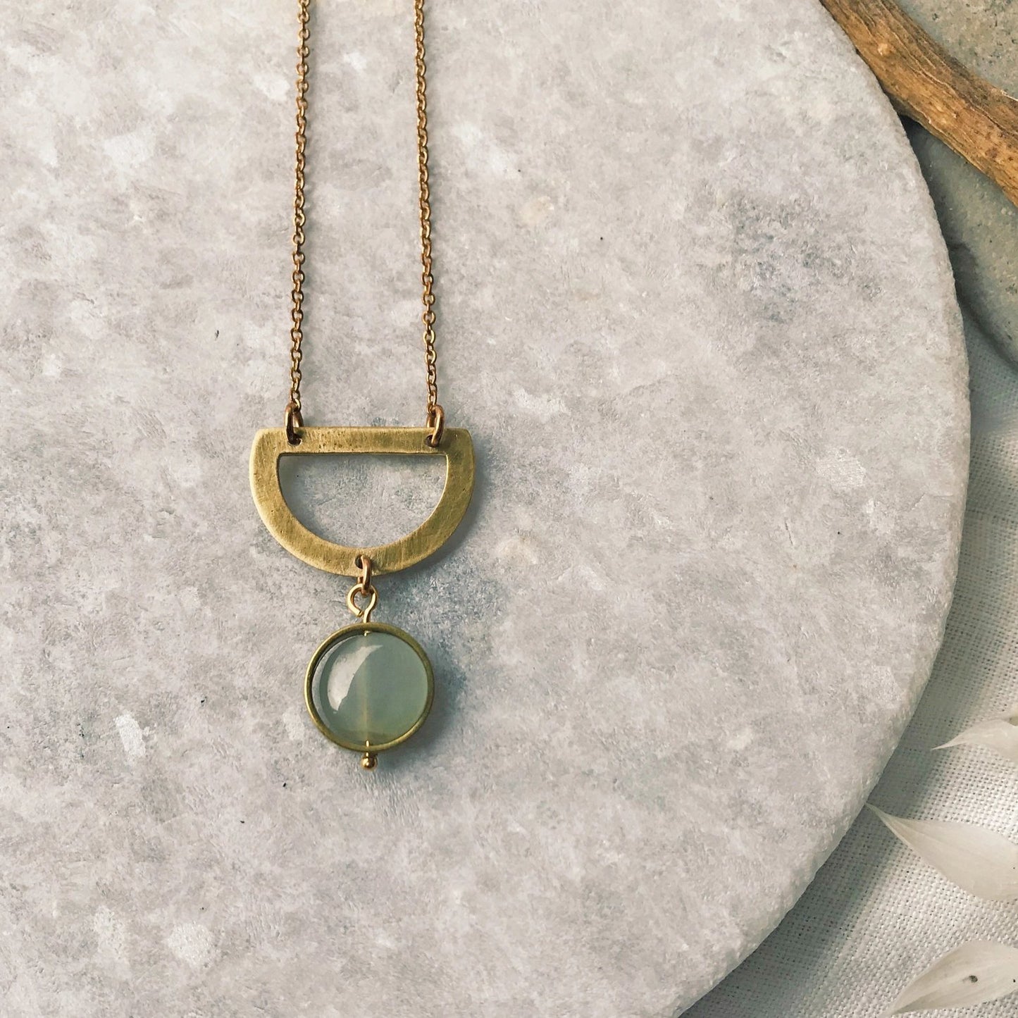 Aventurine + Brass Drop Necklace