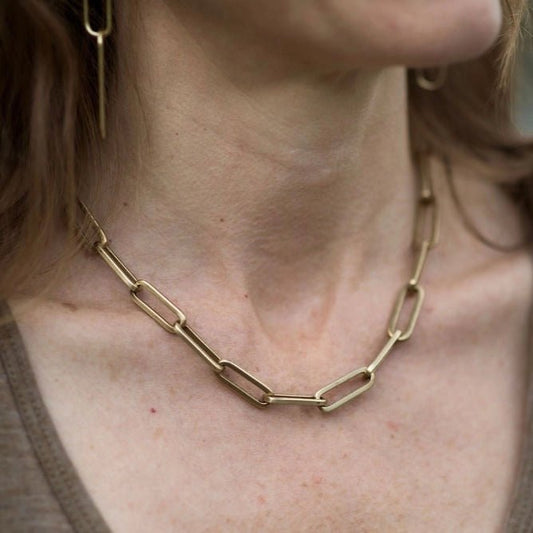 Brass Paperclip Chain Necklace