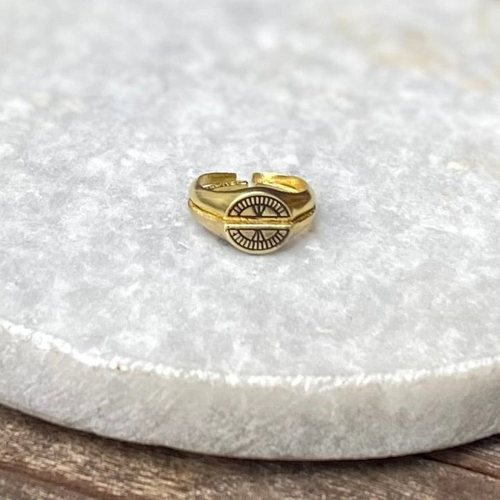 Brass Sundial Stacking Rings — Pair