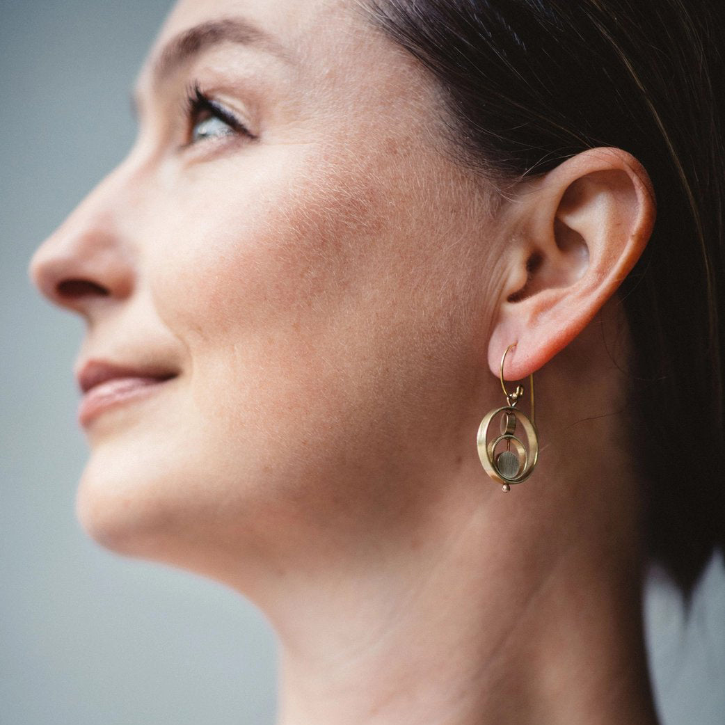 Brass Kinetic Circle Earrings