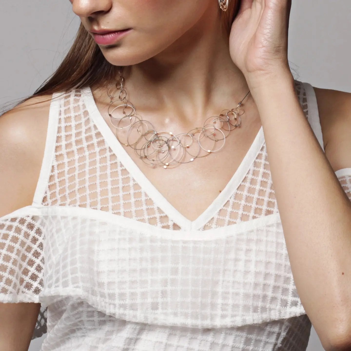 3-D Woven Cable 'Dew' Statement Necklace – Gold/Gold