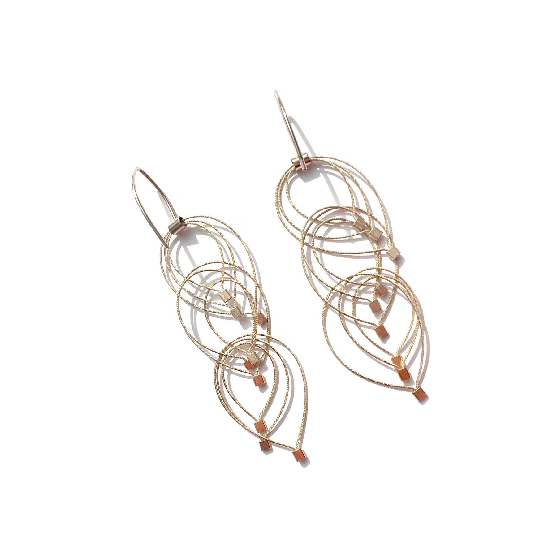 3-D Woven Cable 'Feather Teardrop Hook' Earrings – Gold/Gold