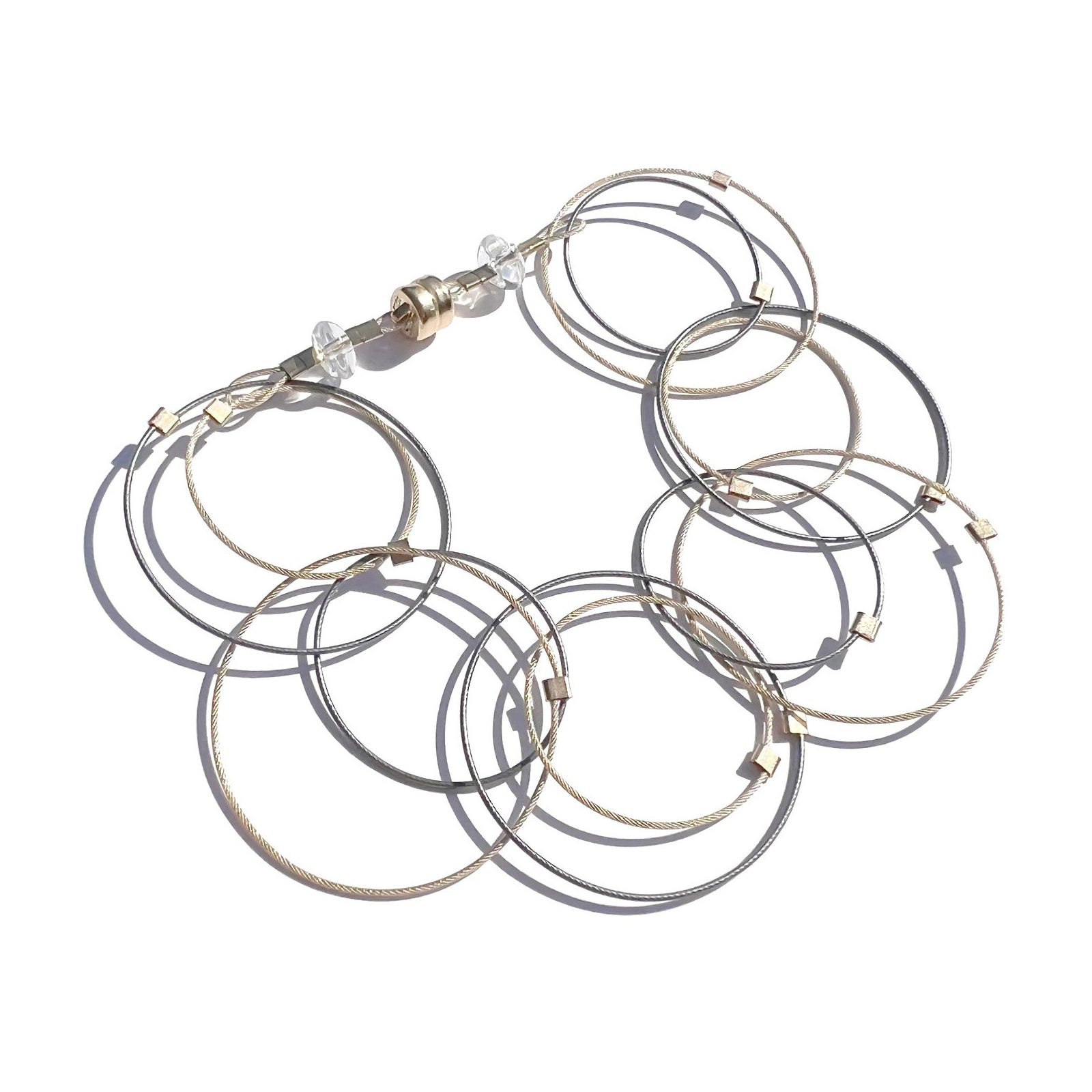 3-D Woven Cable 'Interlocking Circles' Bracelet – Steel + Gold Two-Tone/Gold