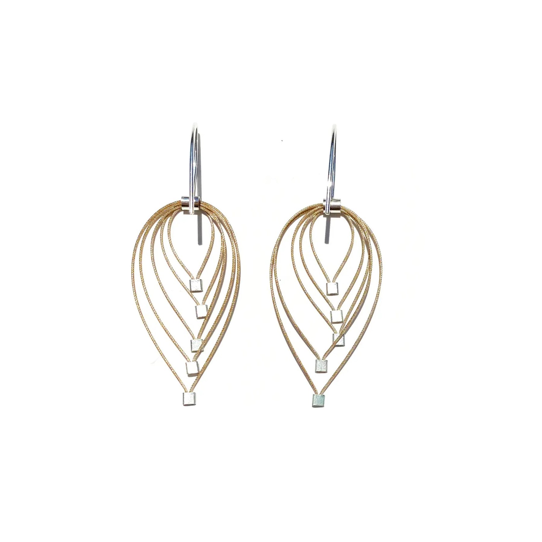 3-D Woven Cable 'Small Tears' Hook Earrings – Gold/Silver