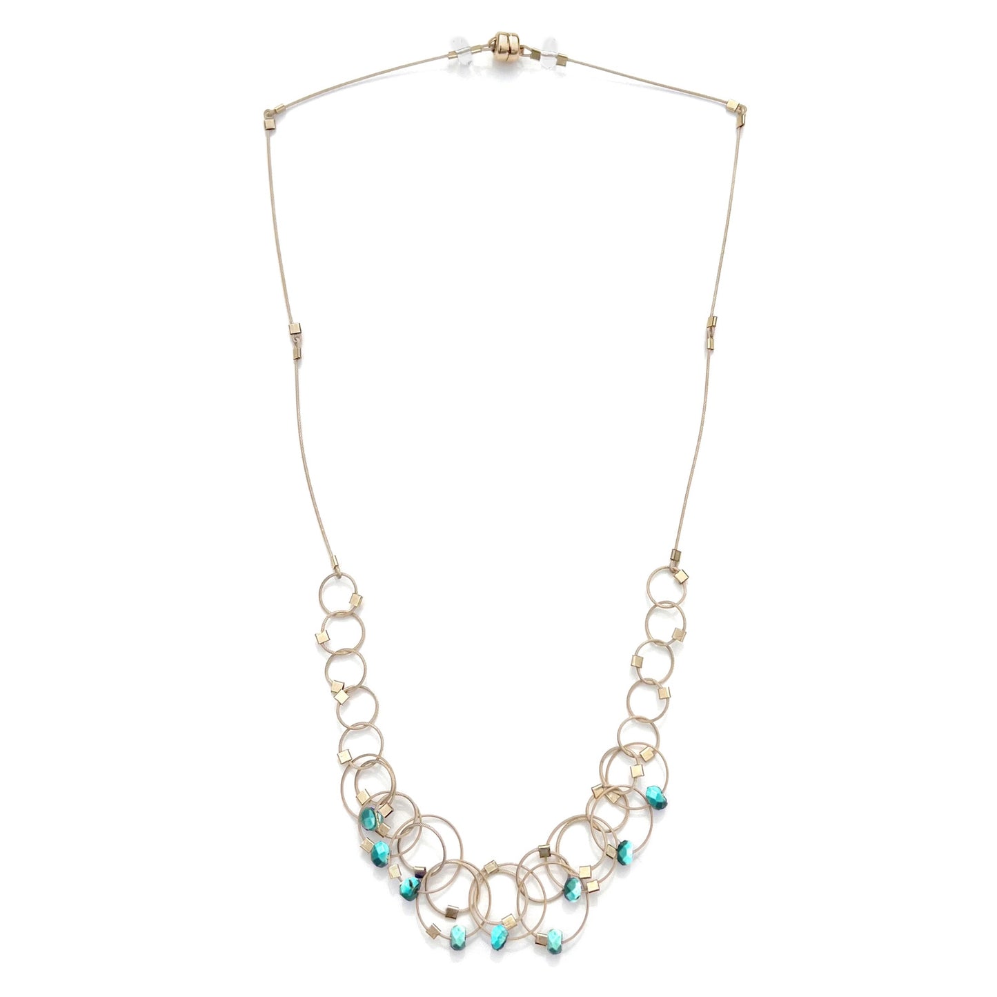 3-D Woven Cable 'Mini Vertigo' Necklace – Turquoise/Gold