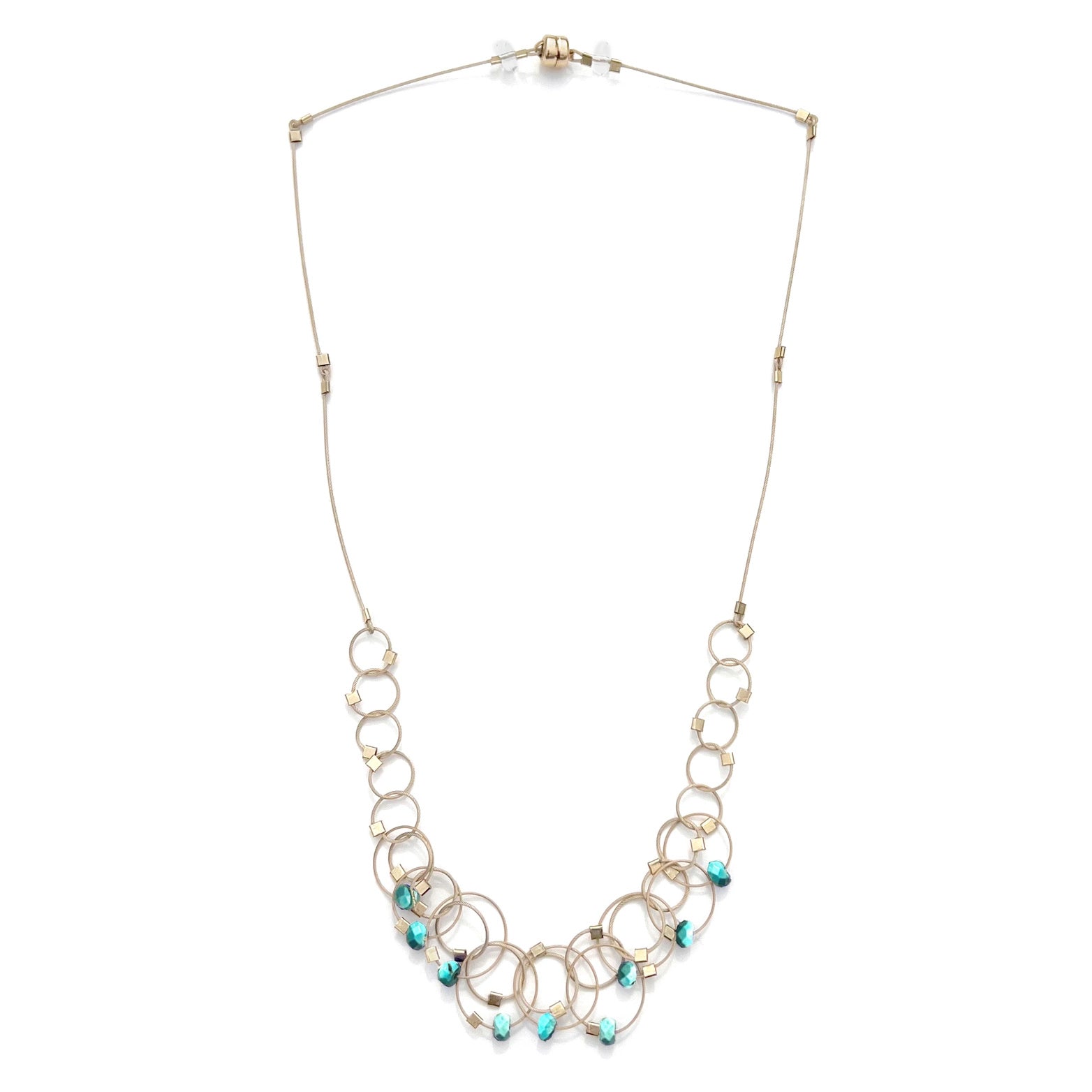 3-D Woven Cable 'Mini Vertigo' Necklace – Turquoise/Gold