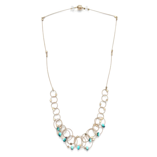 3-D Woven Cable 'Mini Vertigo' Necklace – Turquoise/Gold