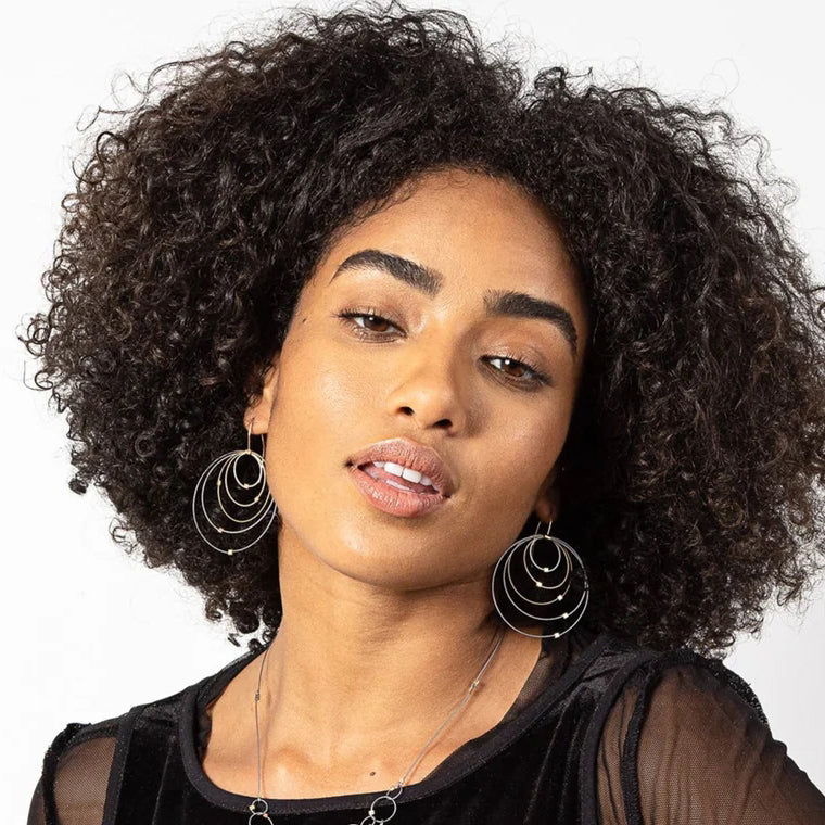 3-D Woven Cable ‘Bullseye’ Hook Earrings – Silver/Silver