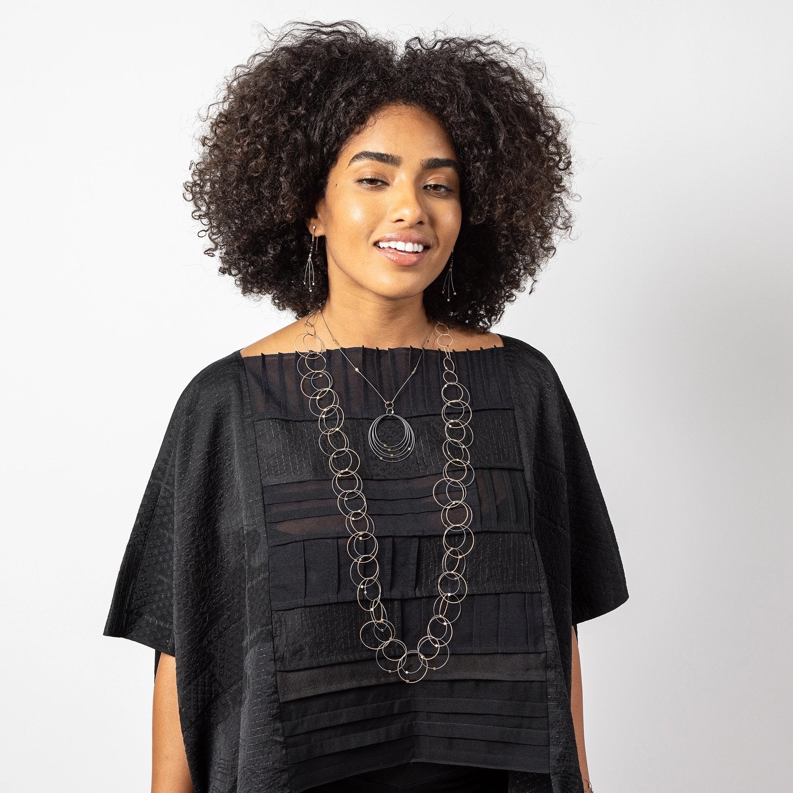 3-D Woven Cable ‘Interlock XL’ Long Statement Necklace – Ombre Gold