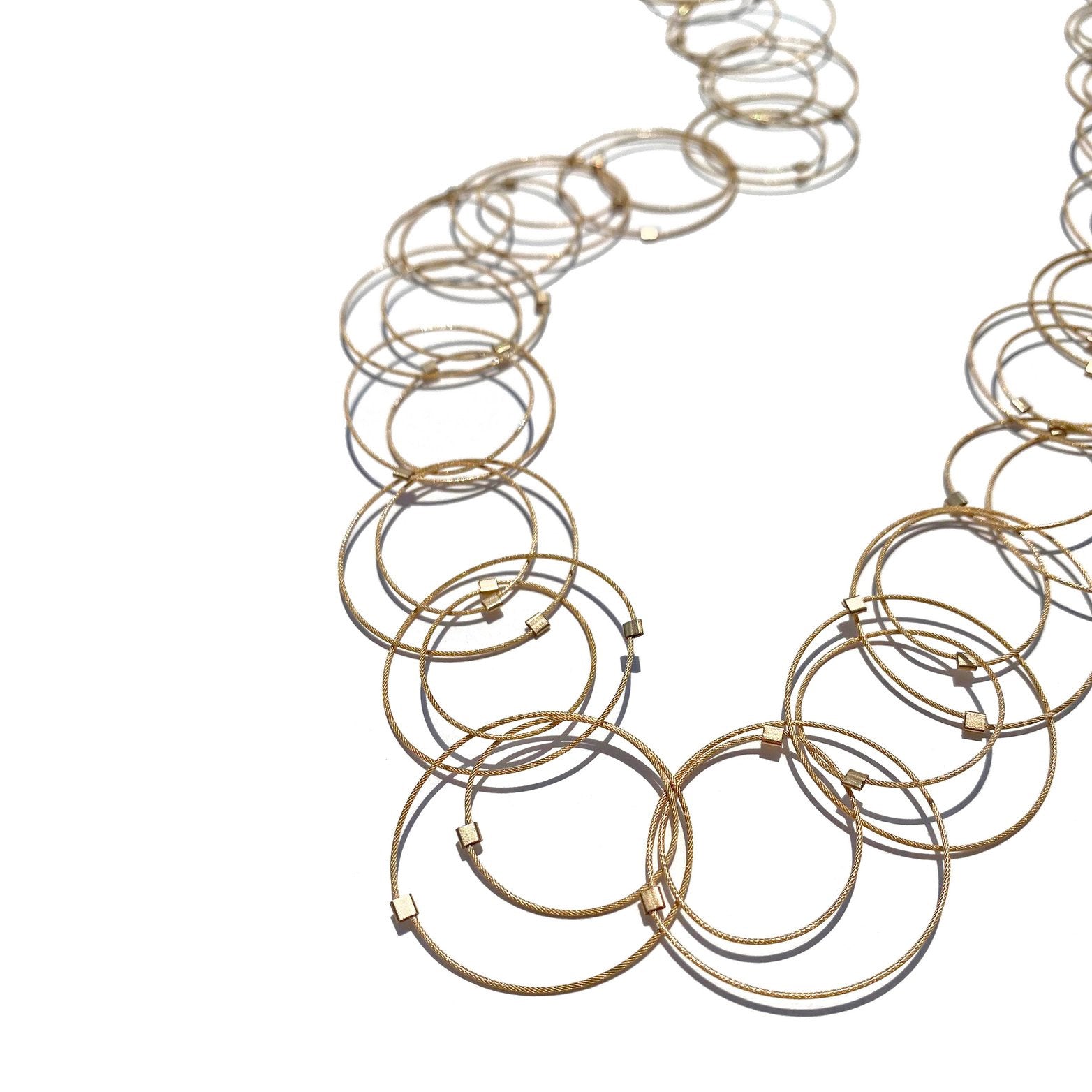 3-D Woven Cable ‘Interlock XL’ Long Statement Necklace – Ombre Gold