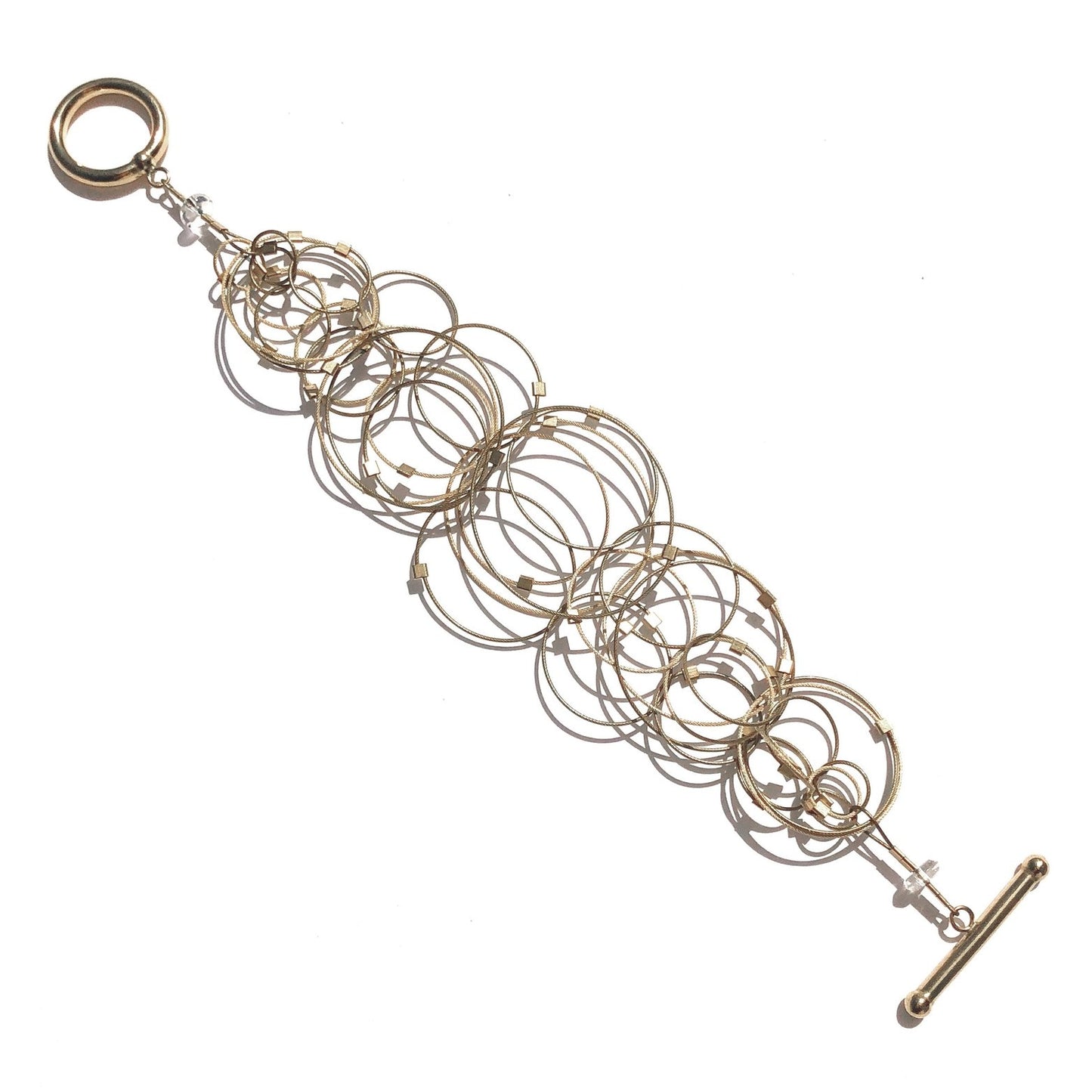 3-D Woven Cable ‘Interlocking Circles Max’ Bracelet – Ombre Gold