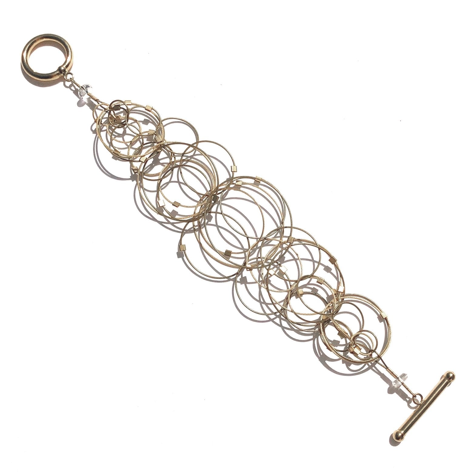 3-D Woven Cable ‘Interlocking Circles Max’ Bracelet – Ombre Gold