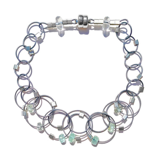 3-D Woven Cable ‘Vertigo Mini’ Bracelet – Aquamarine/Silver