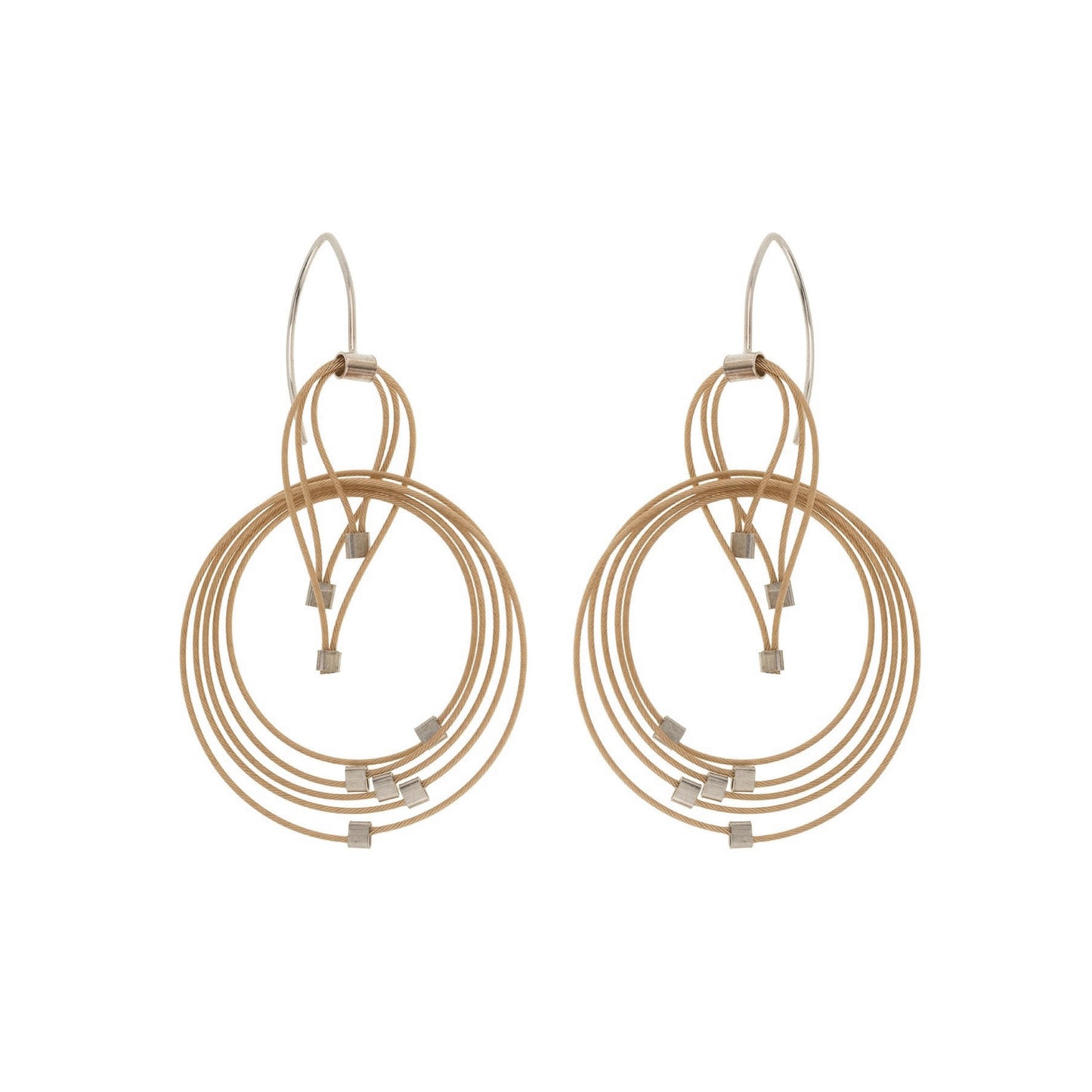 3-D Woven Cable ‘Large Deco’ Hook Earrings – Gold/Gold