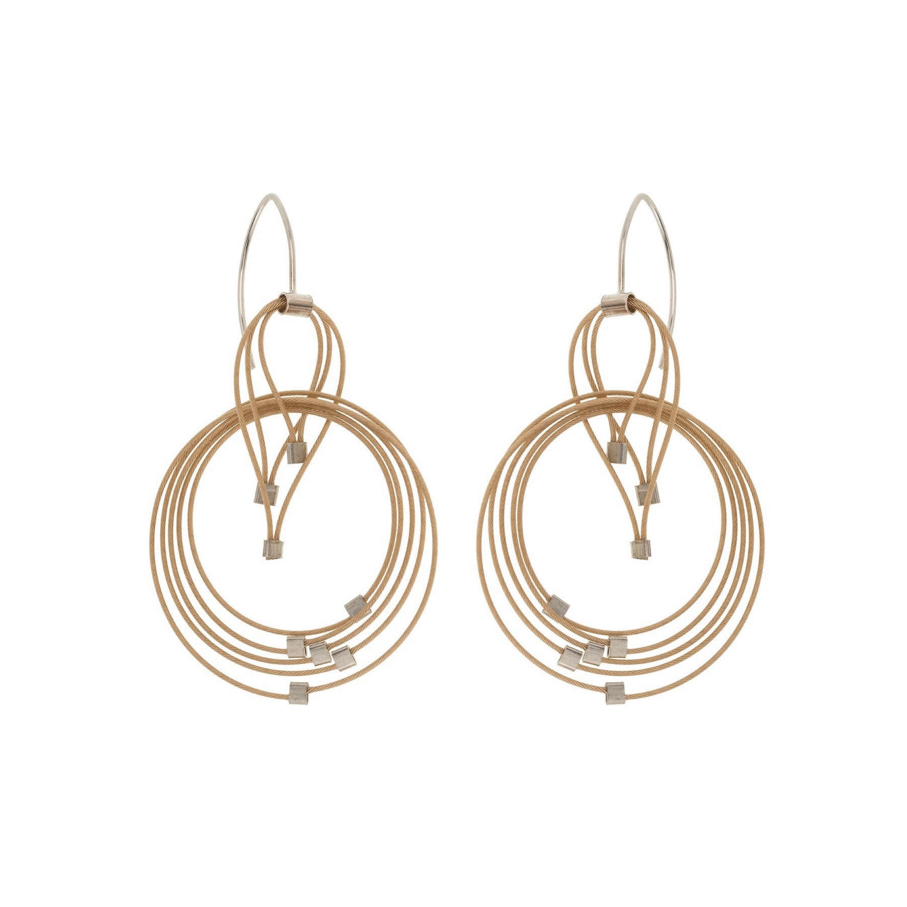 3-D Woven Cable ‘Large Deco’ Hook Earrings – Gold/Gold