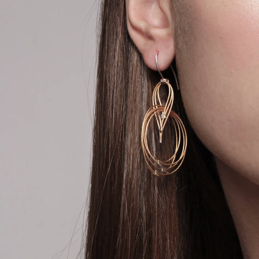 3-D Woven Cable ‘Large Deco’ Hook Earrings – Gold/Gold