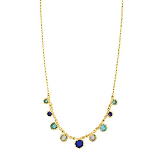 24k Gold Finish Bronze + Cast Glass ‘Raindrop’ Necklace - Multi