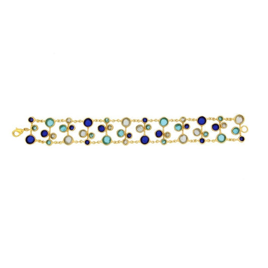 24k Gold Finish Bronze + Cast Glass ‘Raindrop’ Bracelet - Multi