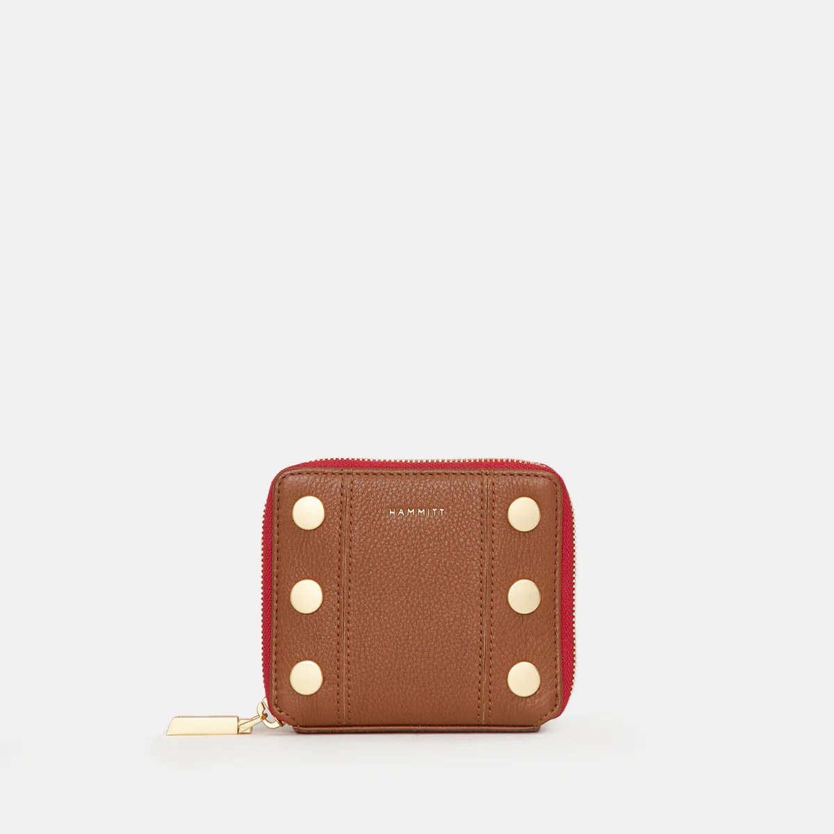 Hammitt 5 North Wallet - Mahogany Pebble/Brushed Gold Red Zip