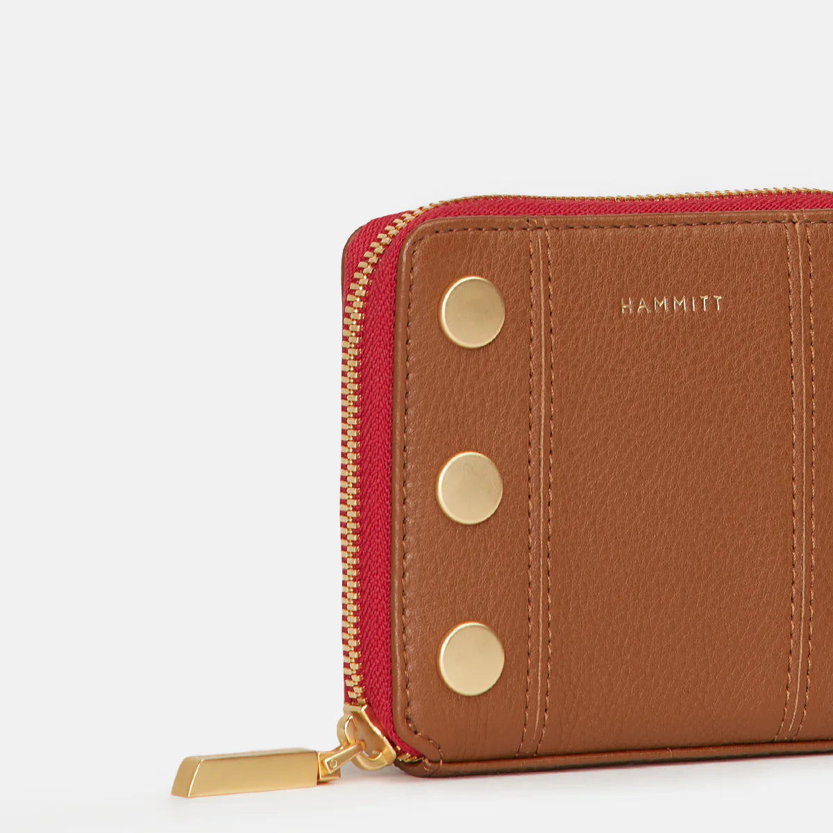 Hammitt 5 North Wallet - Mahogany Pebble/Brushed Gold Red Zip