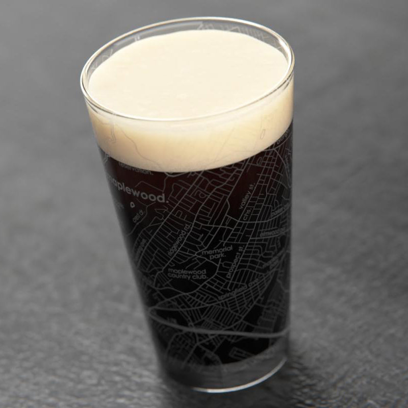 "Maplewood" Etched Map Pint Glass