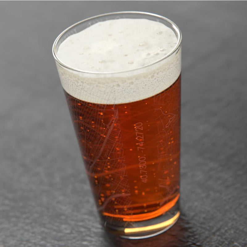 "Maplewood" Etched Map Pint Glass