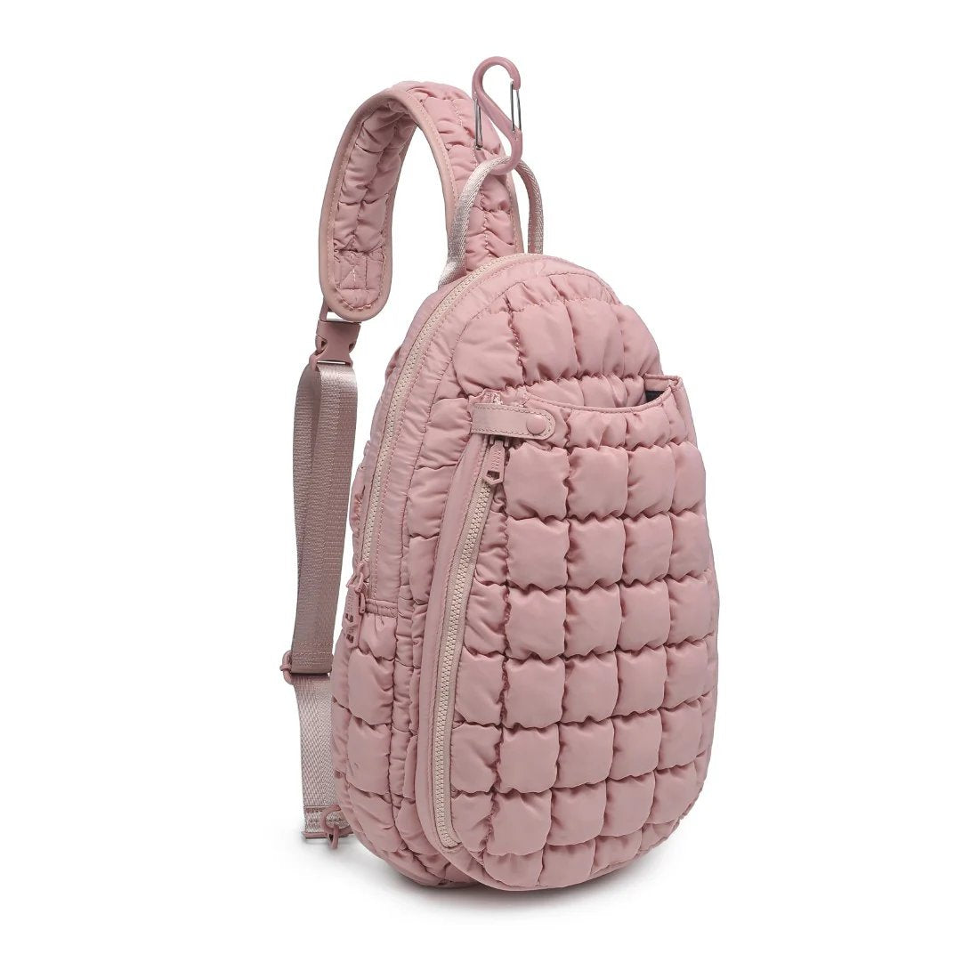 Match Point Quilted Nylon Puffer Pickleball Sling Backpack - Rose