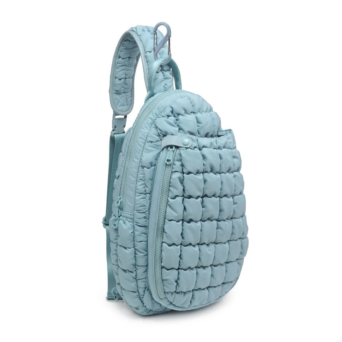 Match Point Quilted Nylon Puffer Pickleball Sling Backpack - Sky Blue