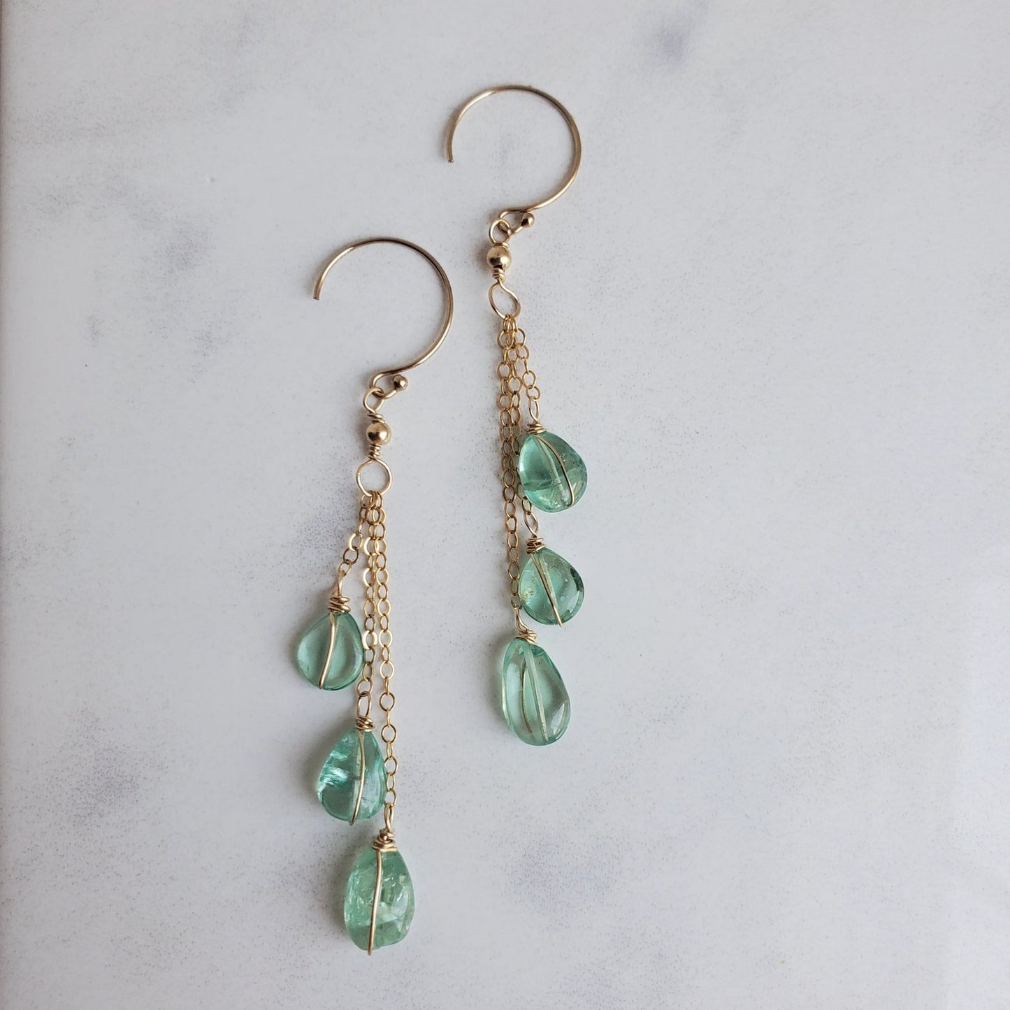 Maui Apatite Gemstone Dangle Earrings - Gold Fill