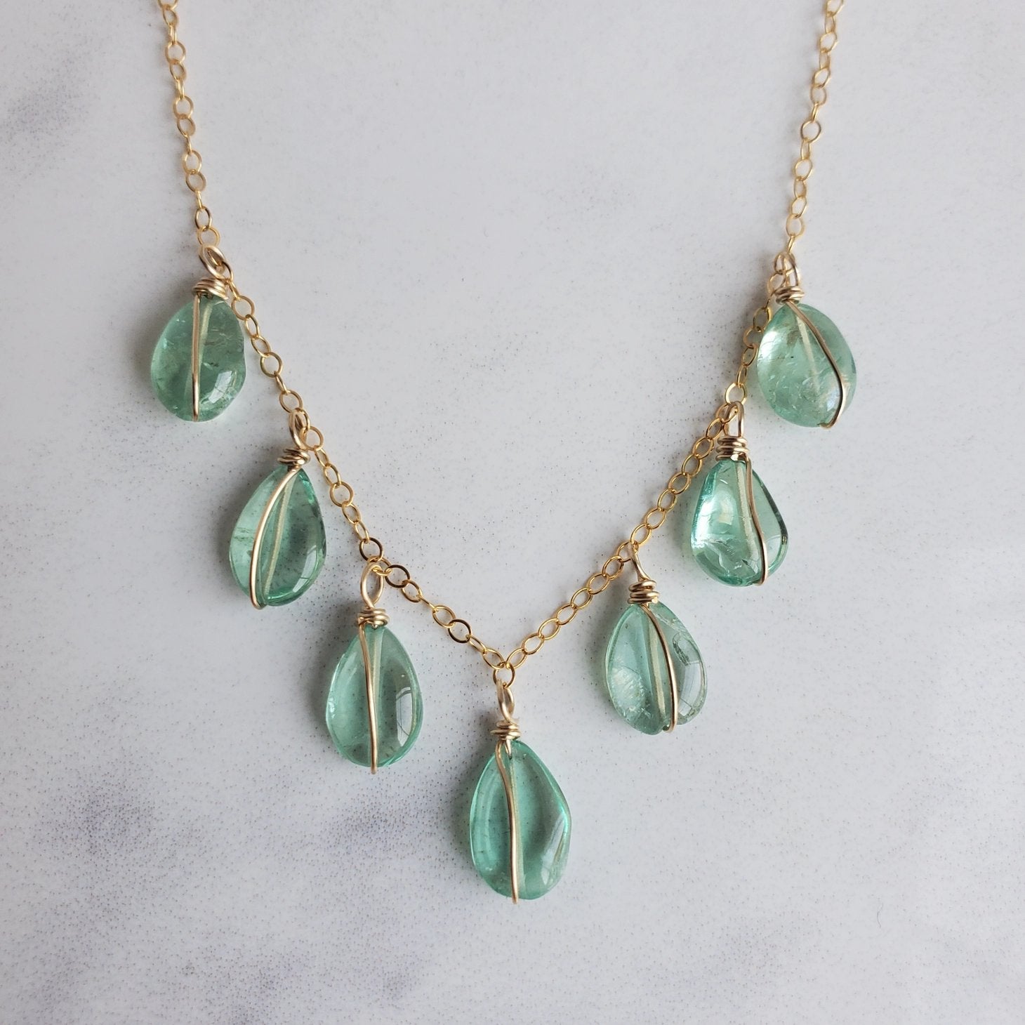 Maui Apatite Gemstone Necklace - Gold Fill