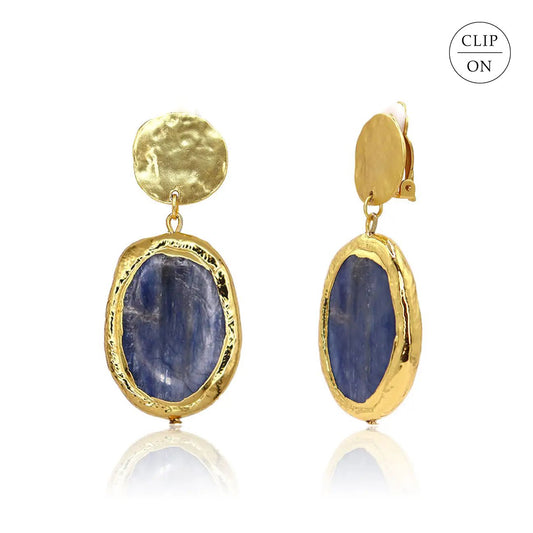 Maxi Kyanite Clip-On Earrings - Gold