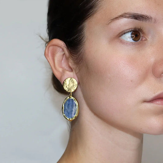 Maxi Kyanite Clip-On Earrings - Gold