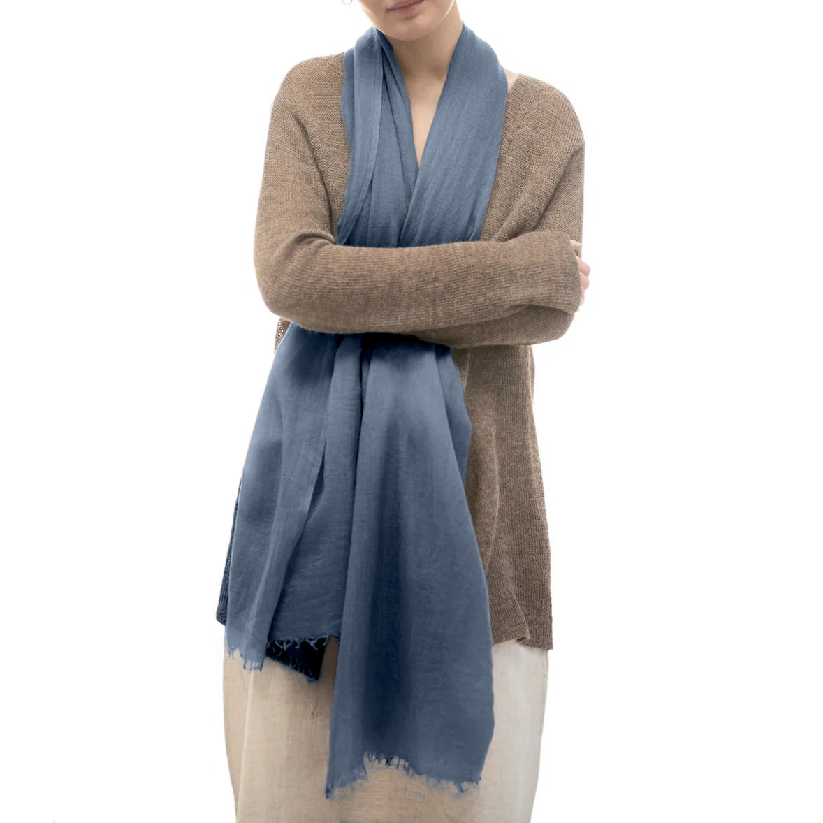 Cashmere Whisper Featherweight Scarf - Dark Mid Blue