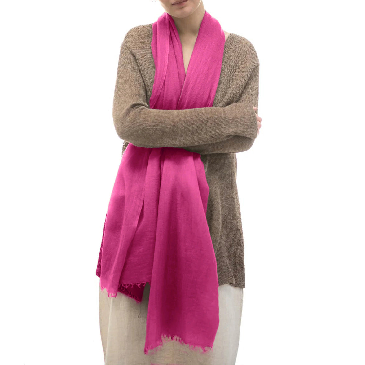 Cashmere Whisper Featherweight Scarf - Fuchsia