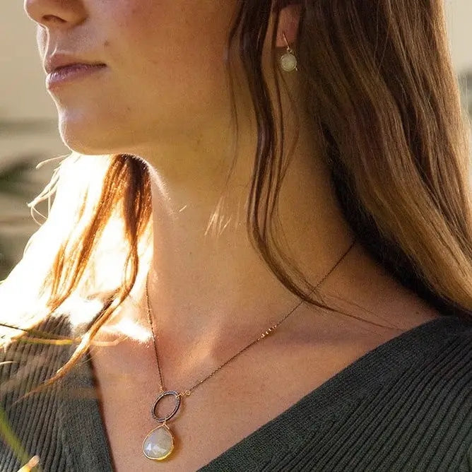 Mixed-Metal Moonstone Statement Necklace