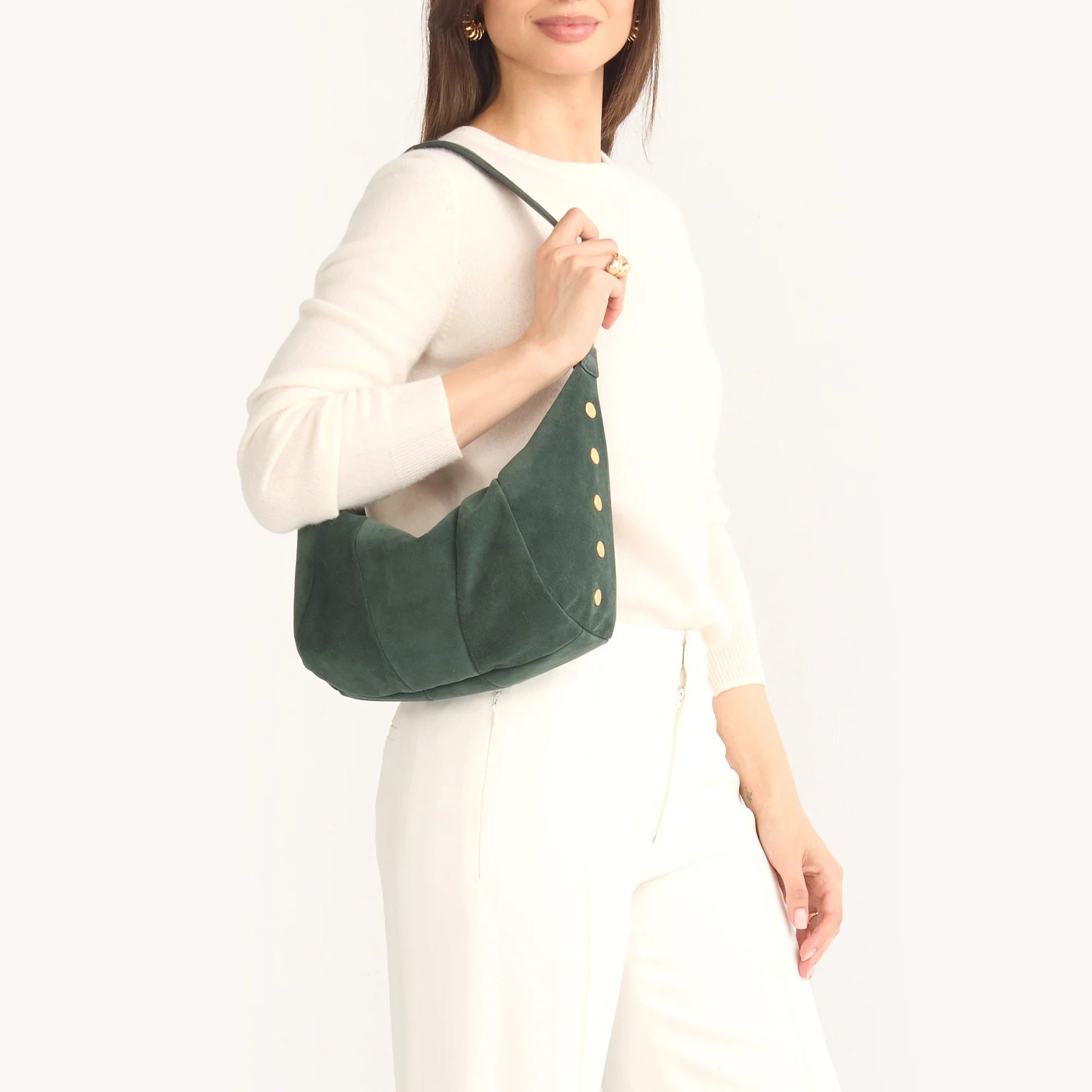 Hammitt Morgan Crossbody Bag - LIMITED EDITION Green Room Suede/Brushed Gold