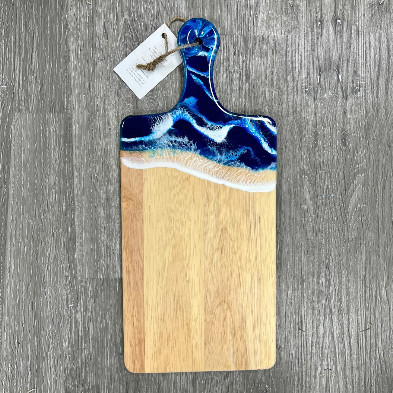 Maple Charcuterie Board with Handle + Resin Accent - Deep Blue Sea